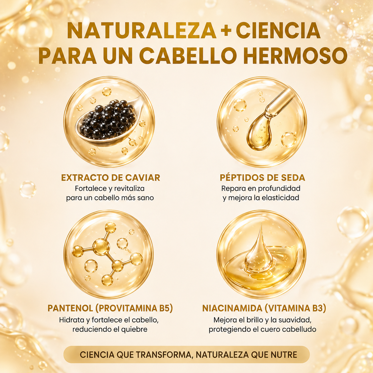 Sérum Capilar Revitalizante de Caviar – Reparación Profunda, Brillo y Transformación Instantánea del Cabello