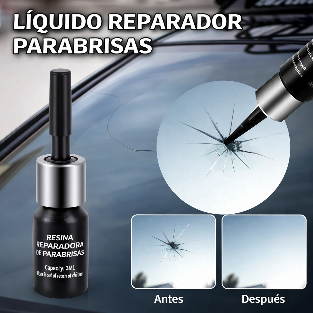Resina líquida nano para reparación de grietas en parabrisas de auto
