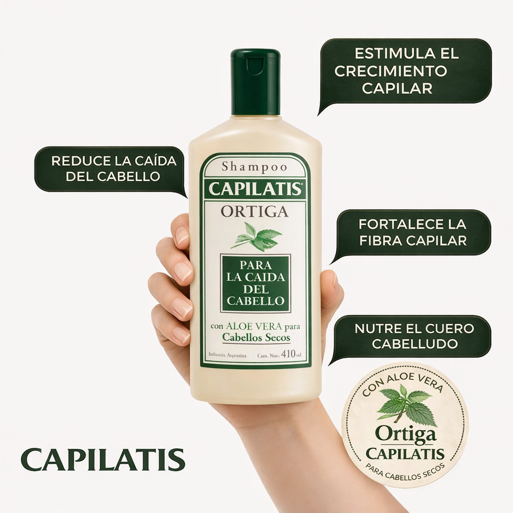 Capilatis Shampoo de Ortiga + Aloe Vera - Recuperación capilar con efecto boost en el folículo
