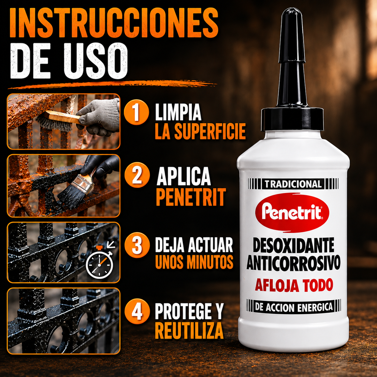 Desoxidante Anticorrosivo - Elimina el Óxido y deja tus rejas como nuevas, sin lijar ni llamar a un pintor.