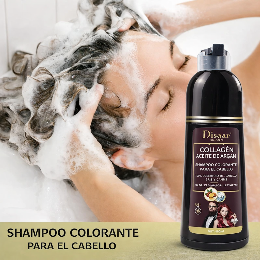Disaar - Shampoo colorante rápido con colágeno y aceite de argán
