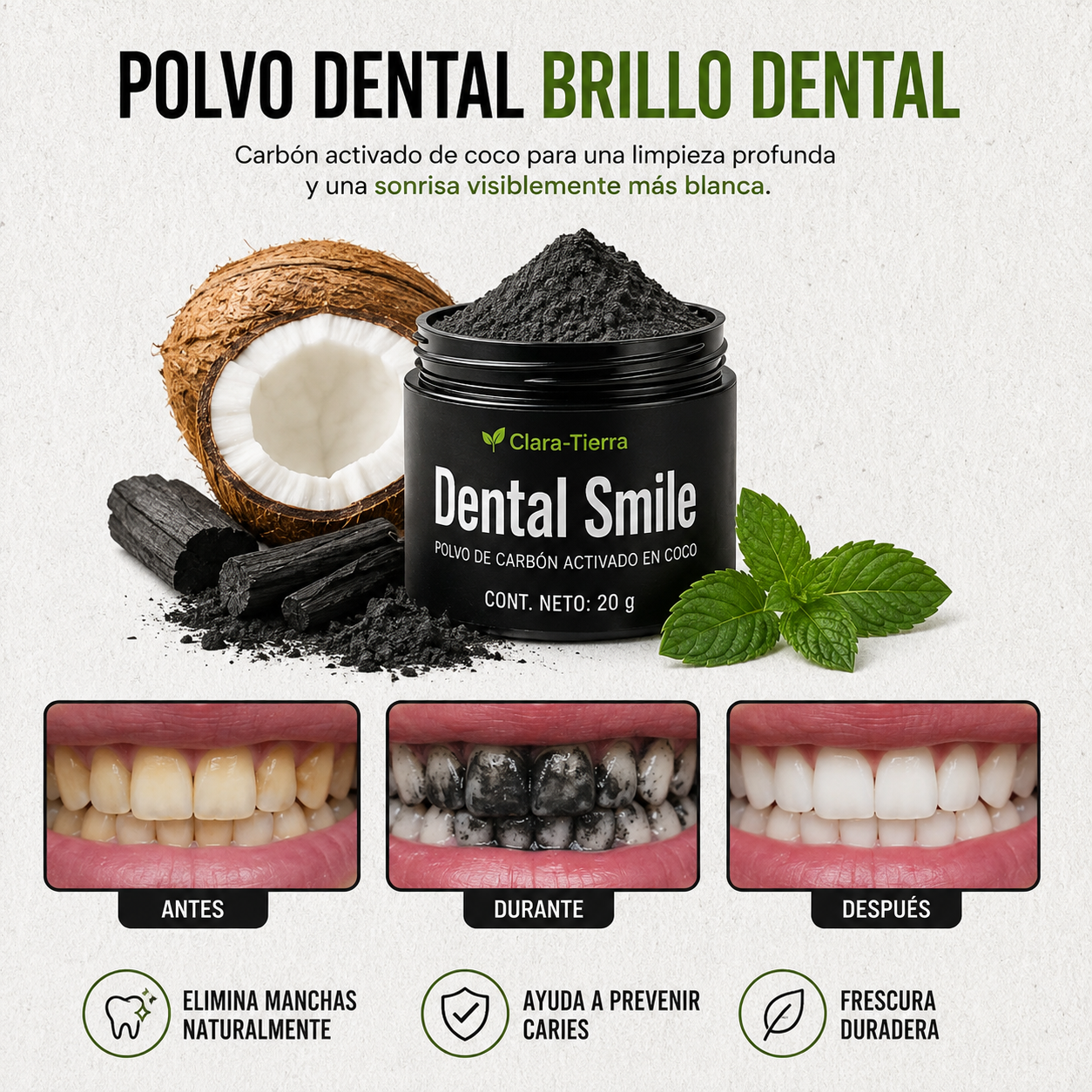 Polvo Dental Brillo — Volvé a sonreír con confianza y dejá que tu sonrisa hable por vos