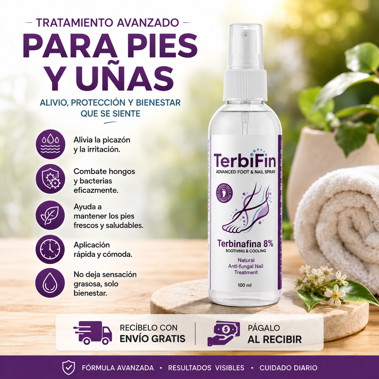 TerbiFin Advanced Foot & Nail Spray - Pies saludables. Confianza en cada paso.