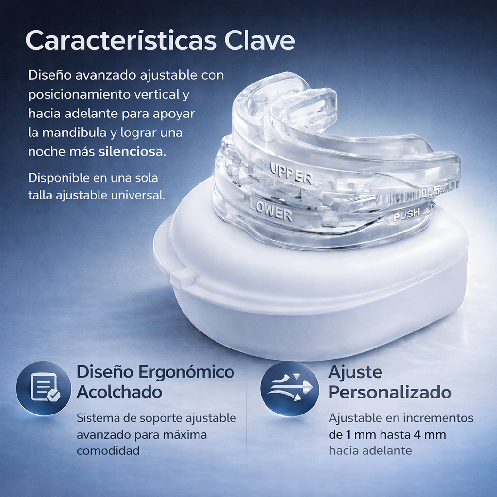 Protector bucal antirronquidos: sueño profundo y respiración libre toda la noche