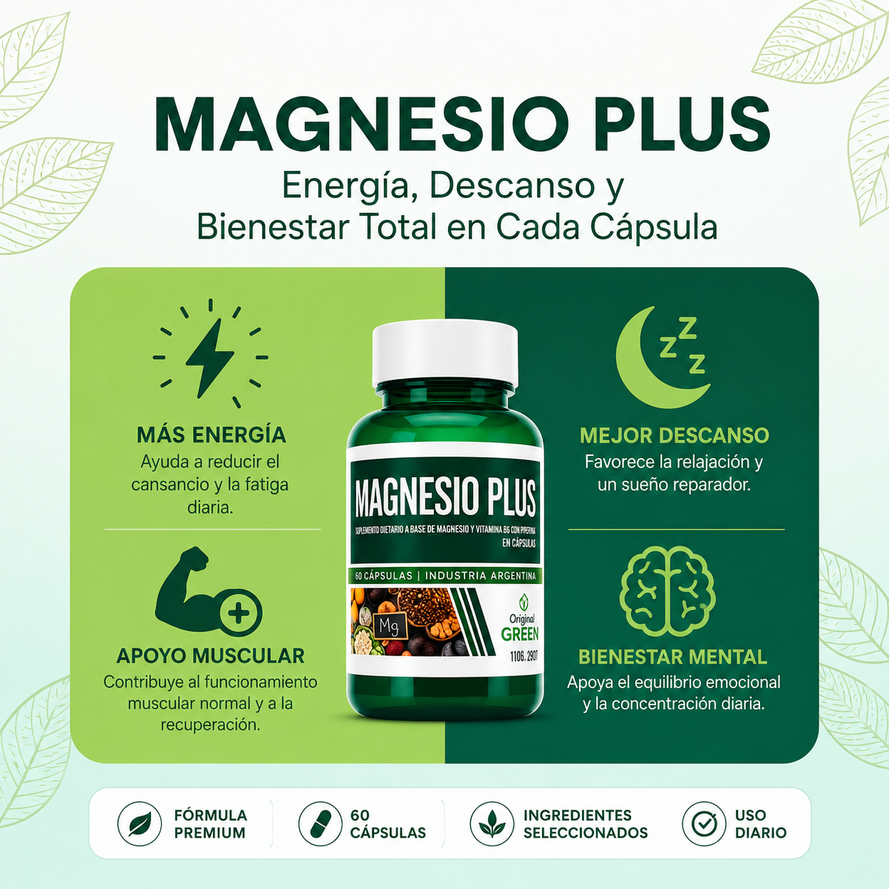 Magnesio Plus — Energía, Descanso y Bienestar Total en Cada Cápsula