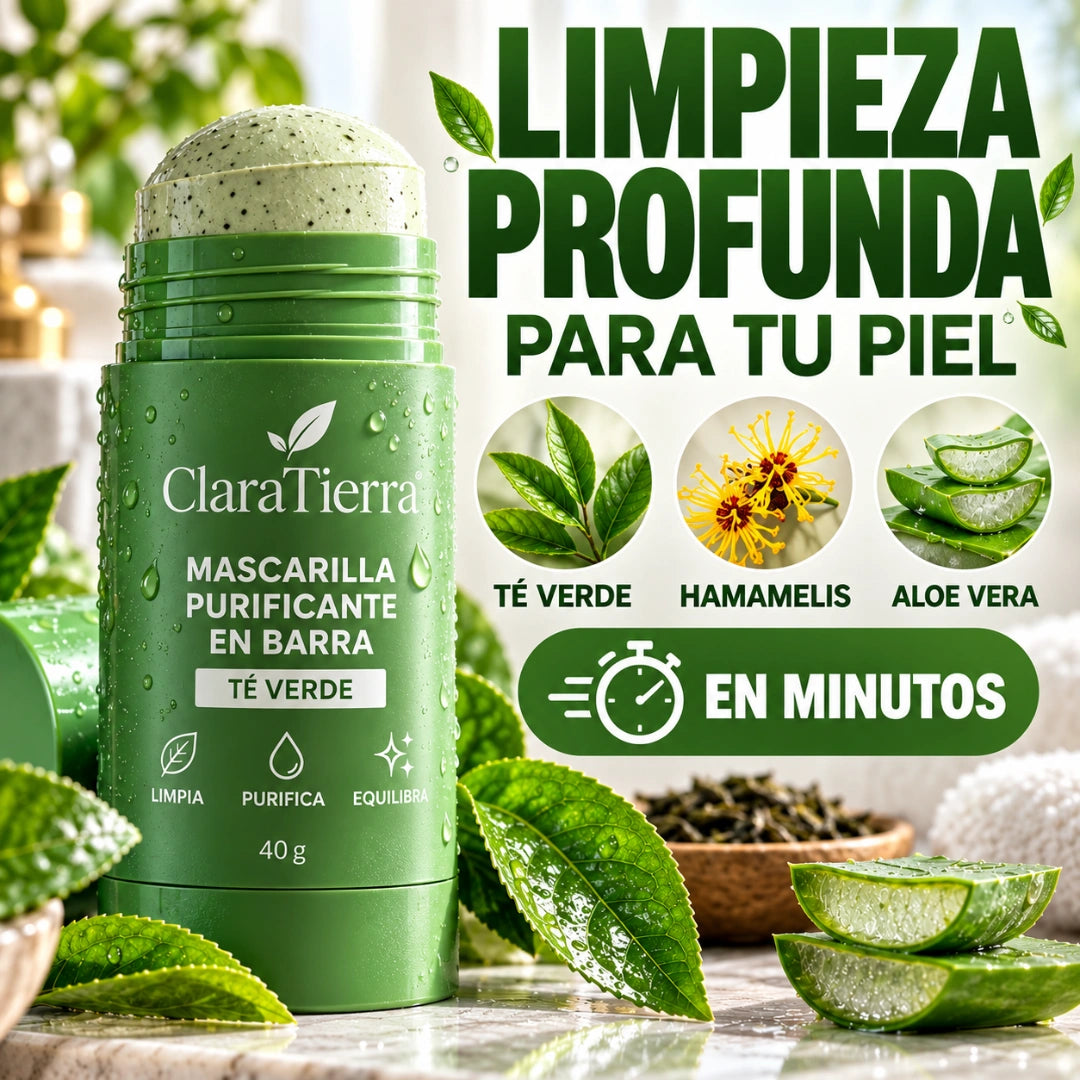 Mascarilla Purificante de Té Verde en Barra - Limpia. Purifica. Dejá tu piel con un aspecto más radiante.
