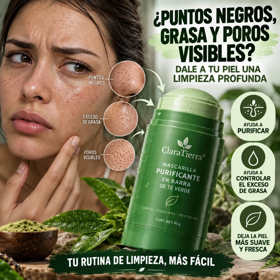 Mascarilla Purificante de Té Verde en Barra - Limpia. Purifica. Dejá tu piel con un aspecto más radiante.