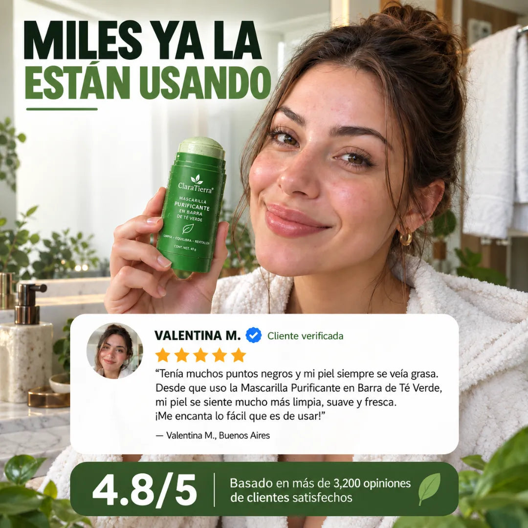 Mascarilla Purificante de Té Verde en Barra - Limpia. Purifica. Dejá tu piel con un aspecto más radiante.