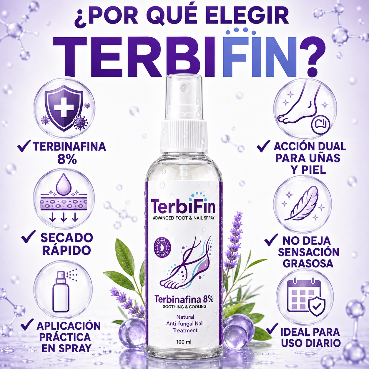 TerbiFin Advanced Foot & Nail Spray - Pies saludables. Confianza en cada paso.