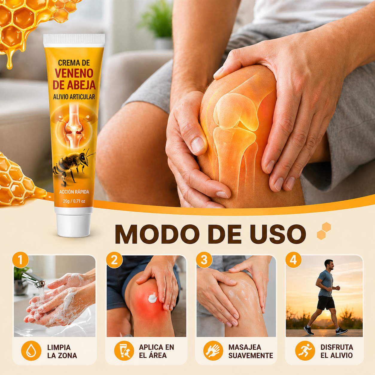 Crema de Veneno de Abeja para el Alivio Articular – Acción Rápida contra Artritis, Dolor Muscular y Rigidez