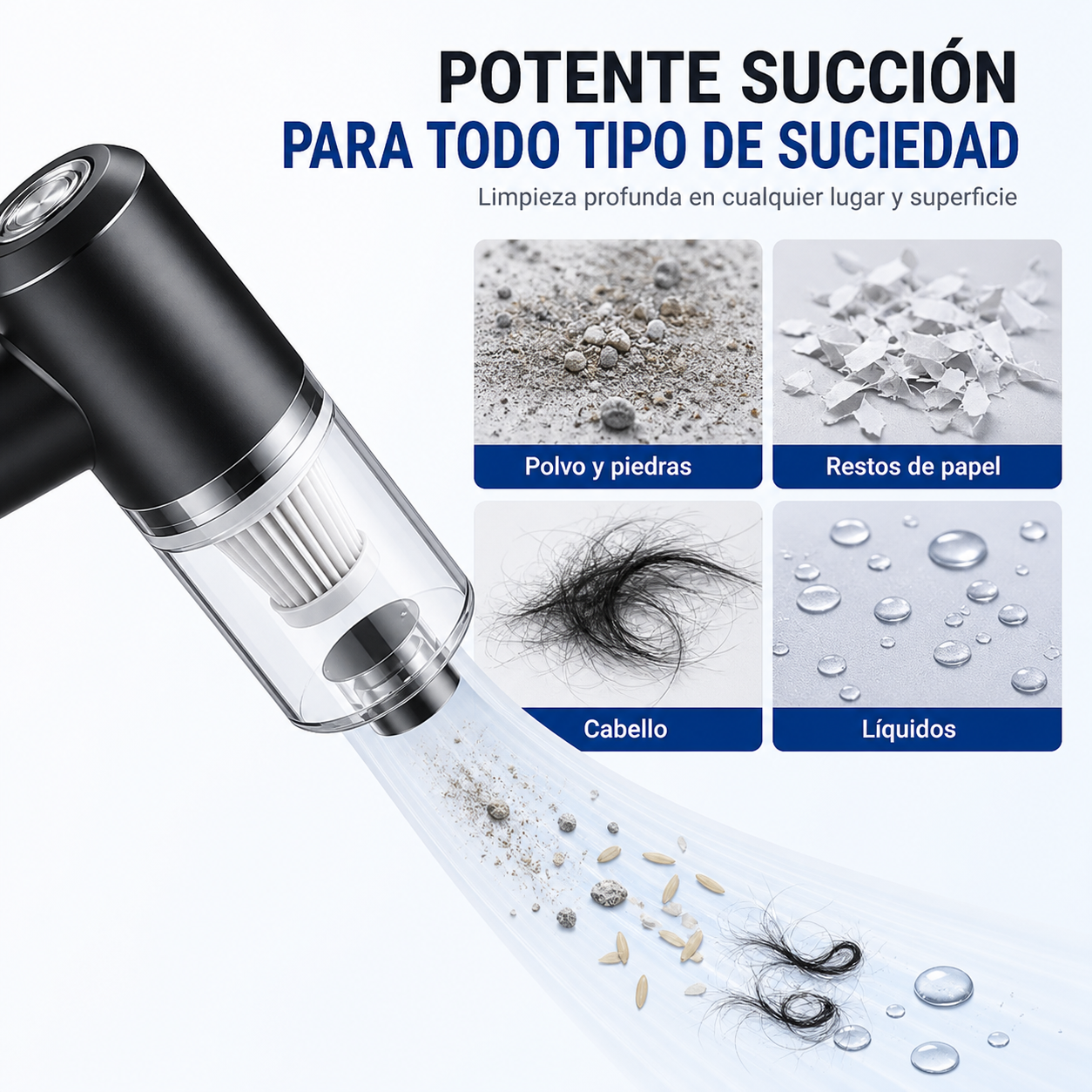Aspiradora Mini Inalámbrica – Potente Soplador de Aire Sin Cable para Limpieza de Auto, Hogar y Teclado