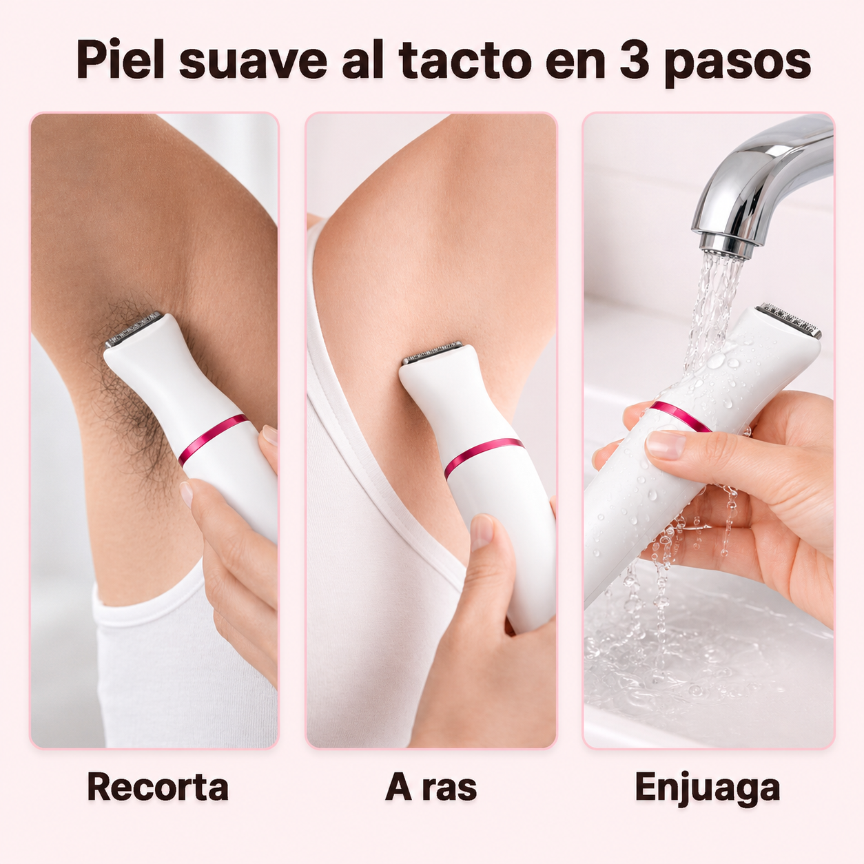 Depiladora eléctrica con cabezales intercambiables para rostro y cuerpo