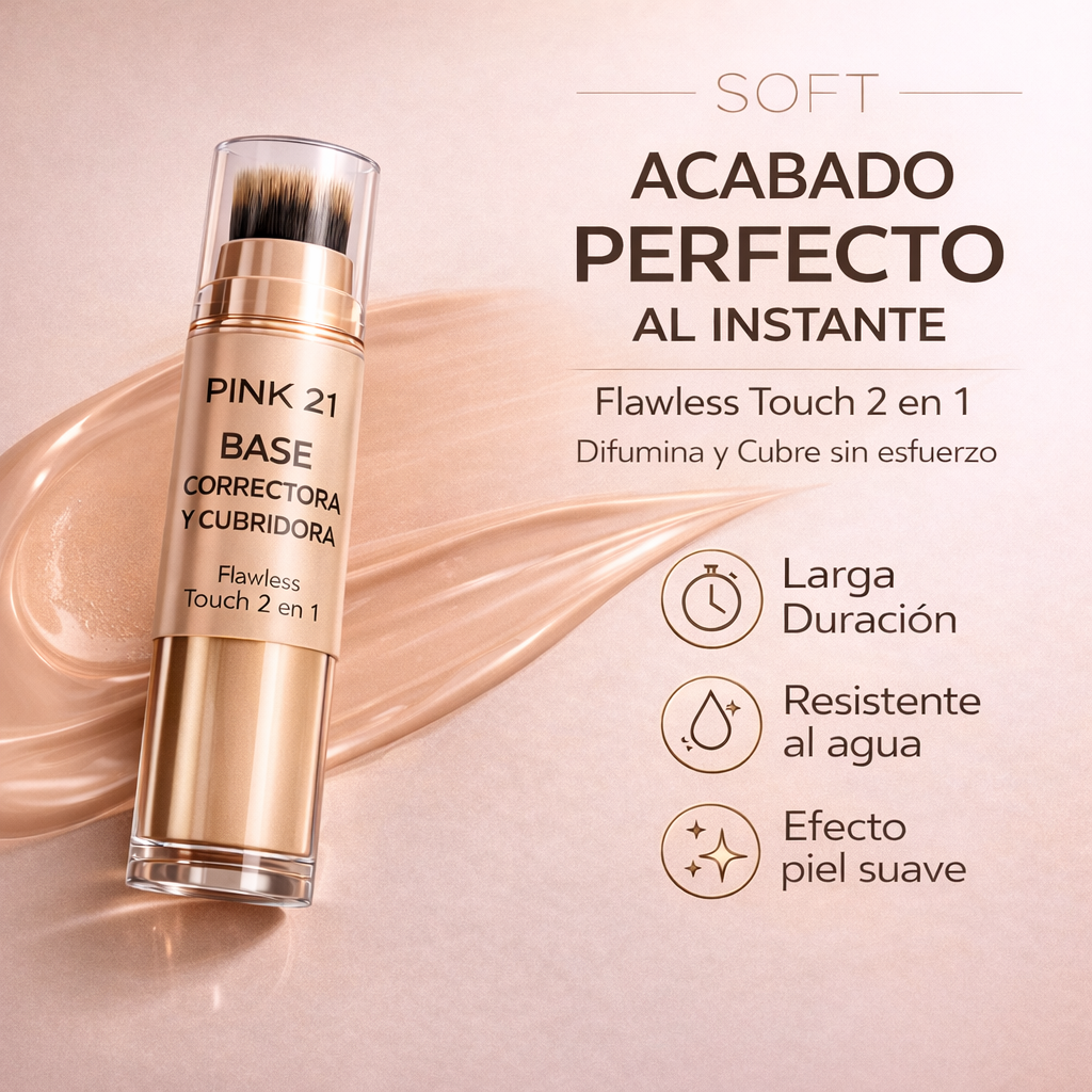 Base de Maquillaje en Barra 2 en 1 Flawless Touch — Difumina y Cubre al Instante