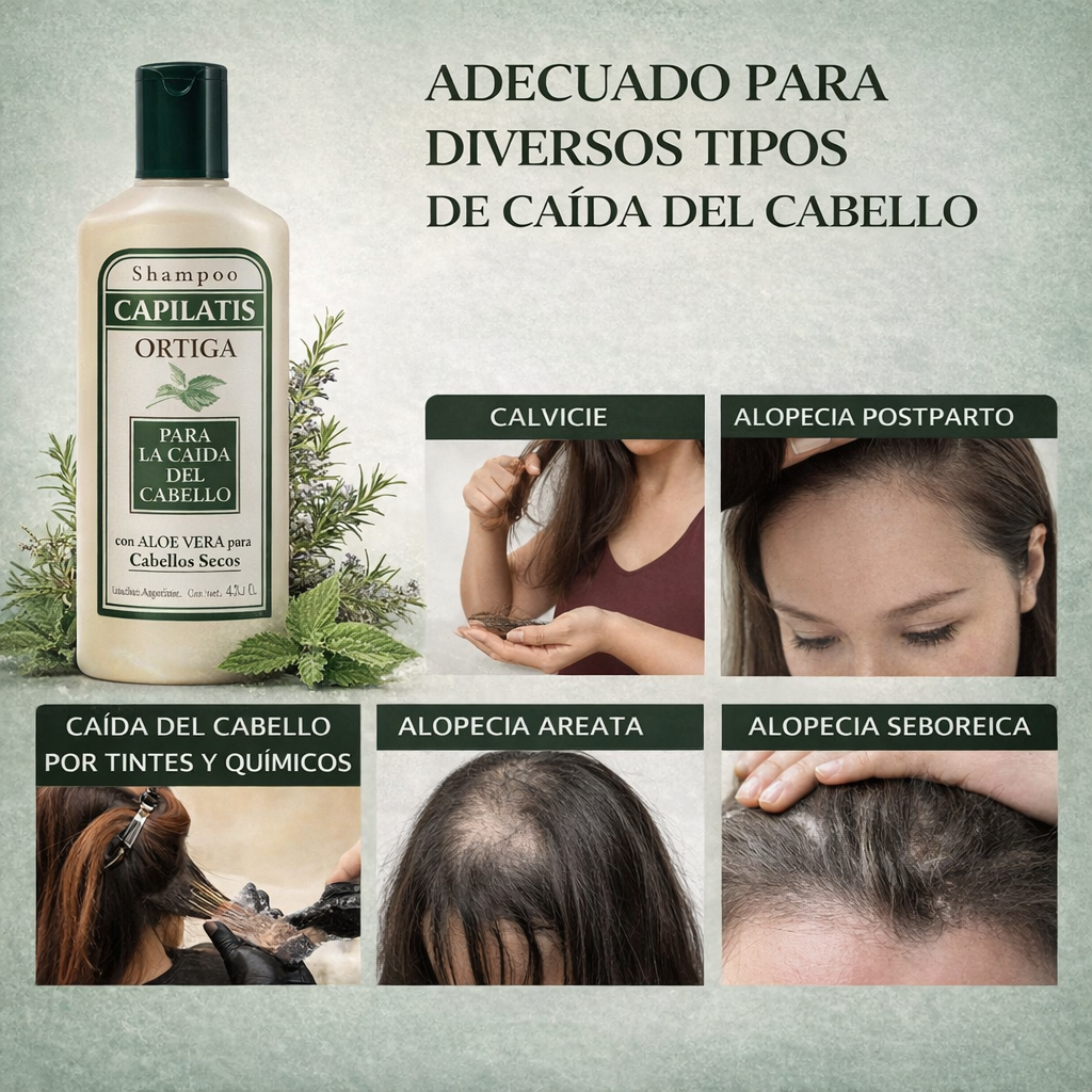 Capilatis Shampoo de Ortiga + Aloe Vera - Recuperación capilar con efecto boost en el folículo