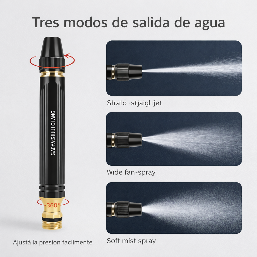 Boquilla de Alta Presión Pro - Convierte tu manguera en una máquina de limpieza profesional en segundos