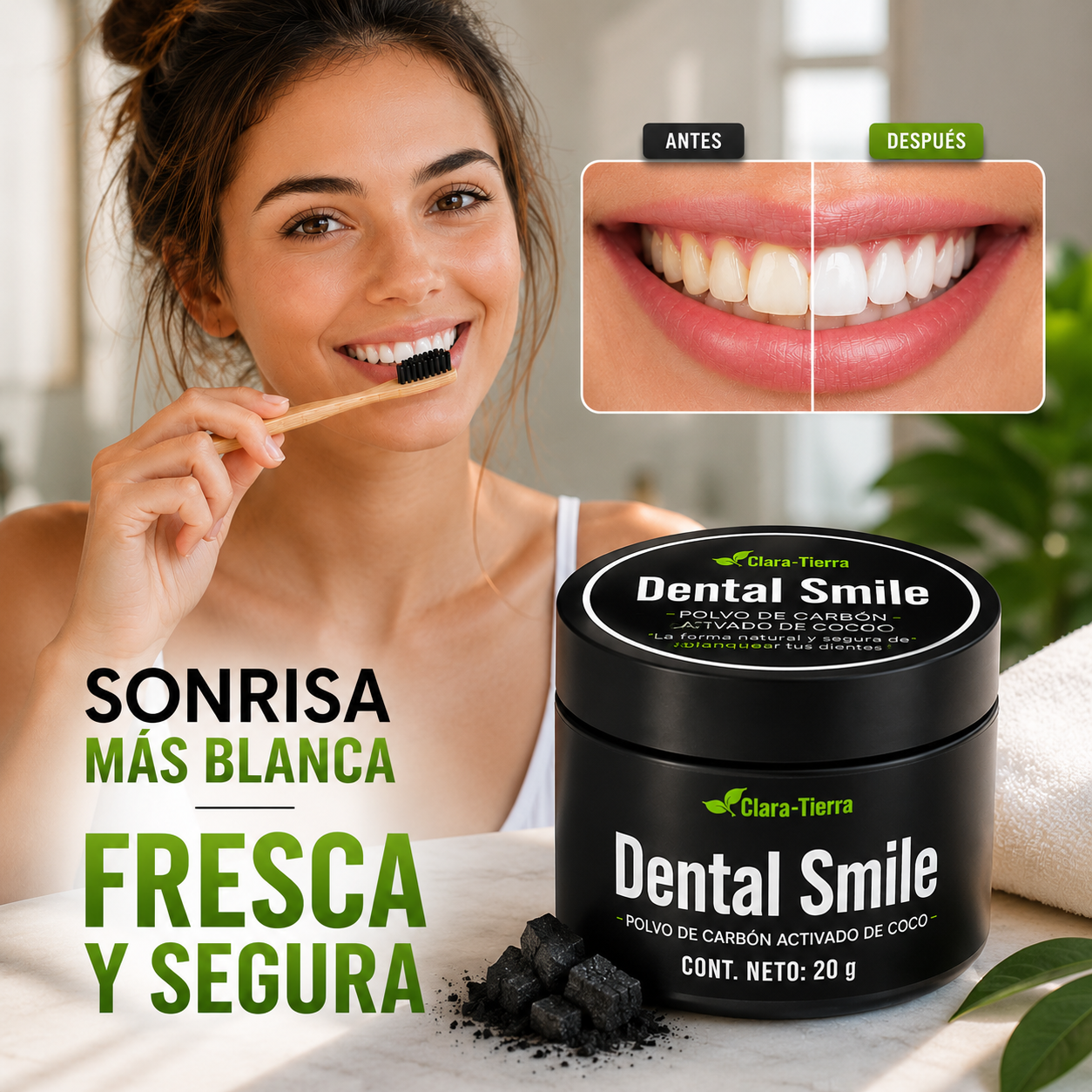 Polvo Dental Smile - una sonrisa más blanca, fresca y segura desde casa