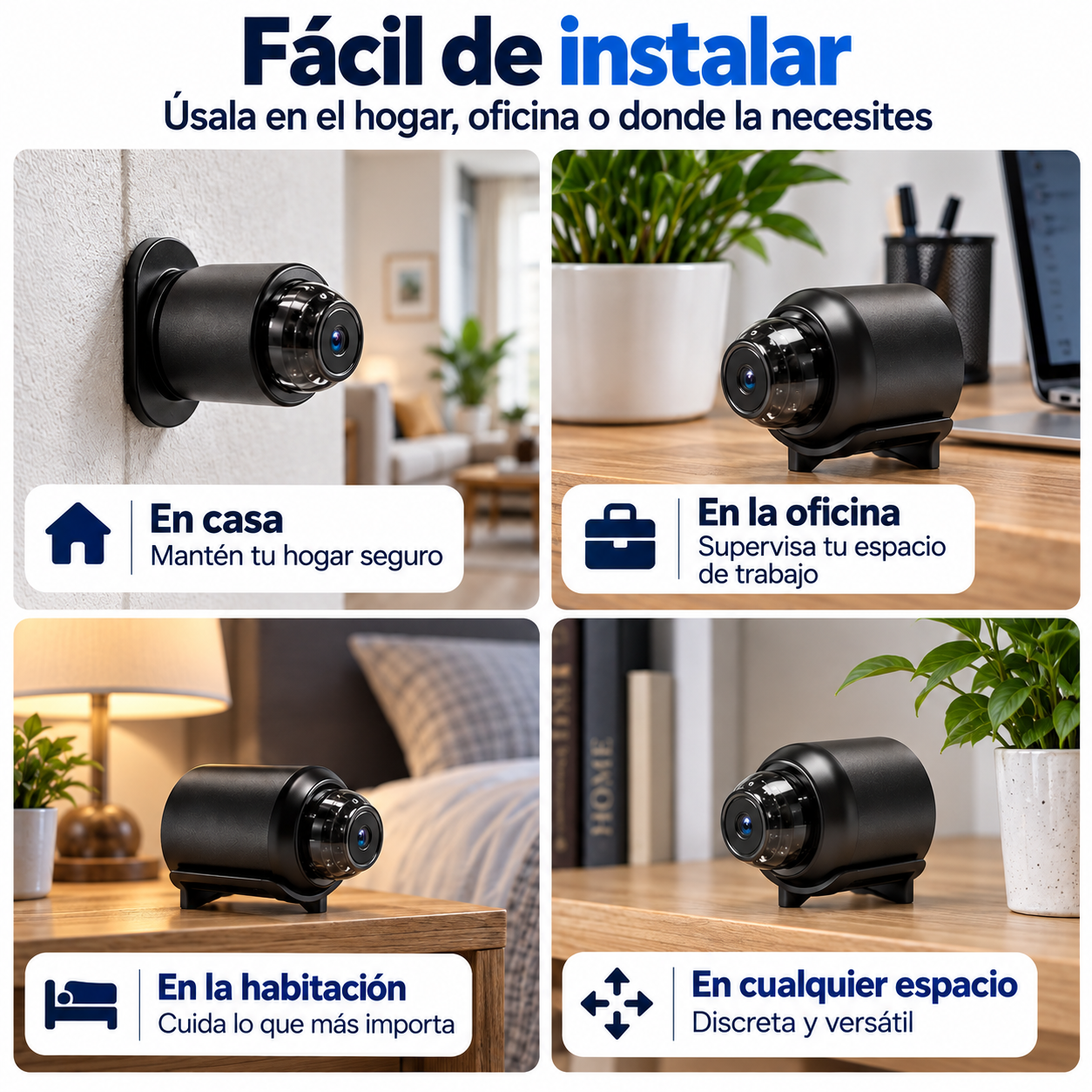 Minicámara WiFi inteligente: visión diurna y nocturna para una vigilancia discreta.