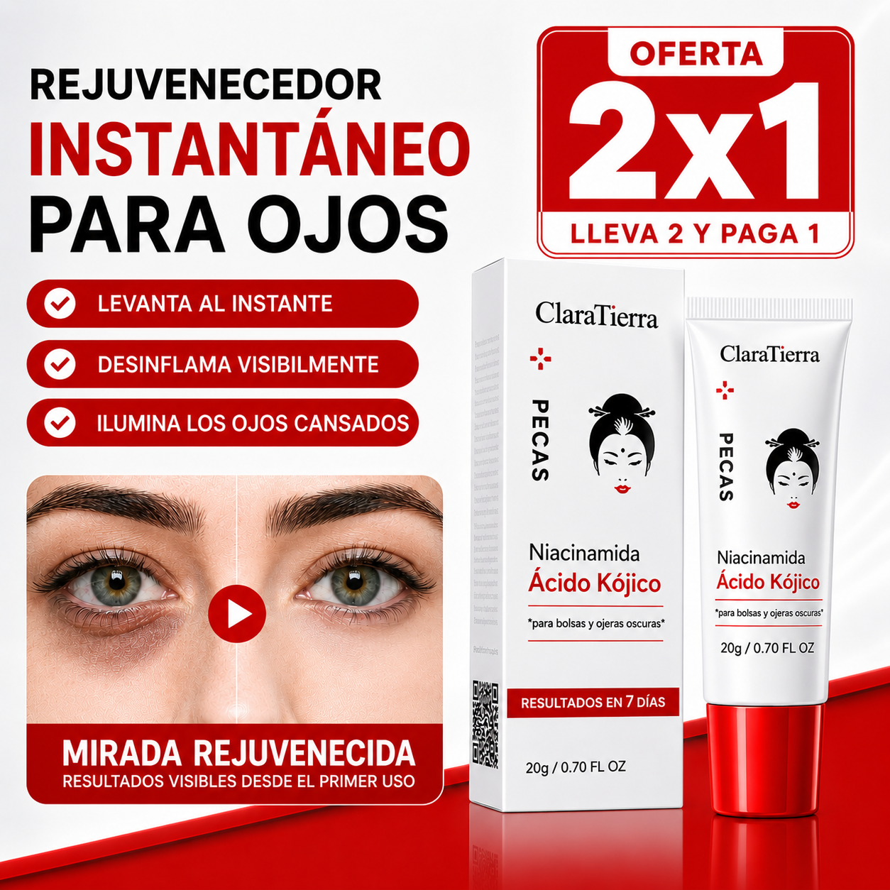 Rejuvenecedor Instantáneo para Ojos – Levanta, Desinflama e Ilumina al Instante los Ojos Cansados de Forma Natural