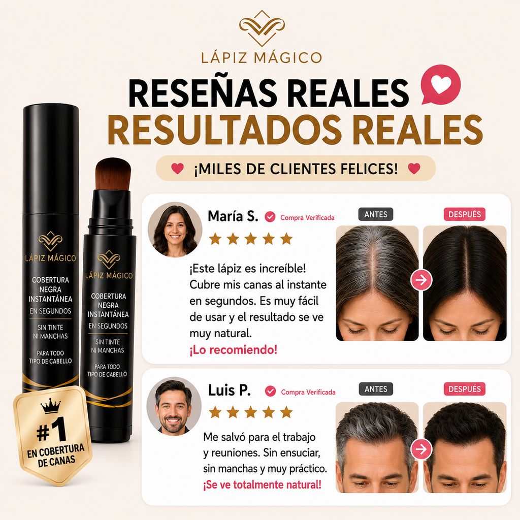 Lápiz Mágico: Cobertura Negra Instantánea en Segundos, Sin Tinte ni Manchas