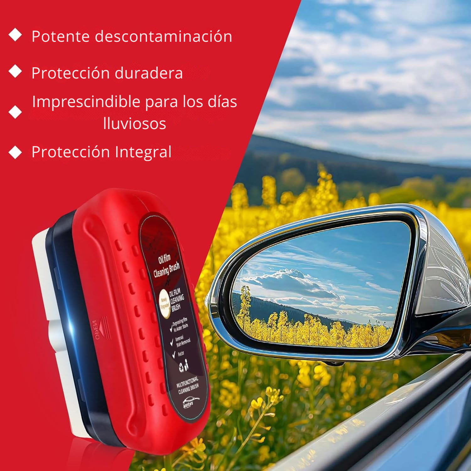 "Oil Film Cleaning Brush - Visión nítida para una conducción más segura”