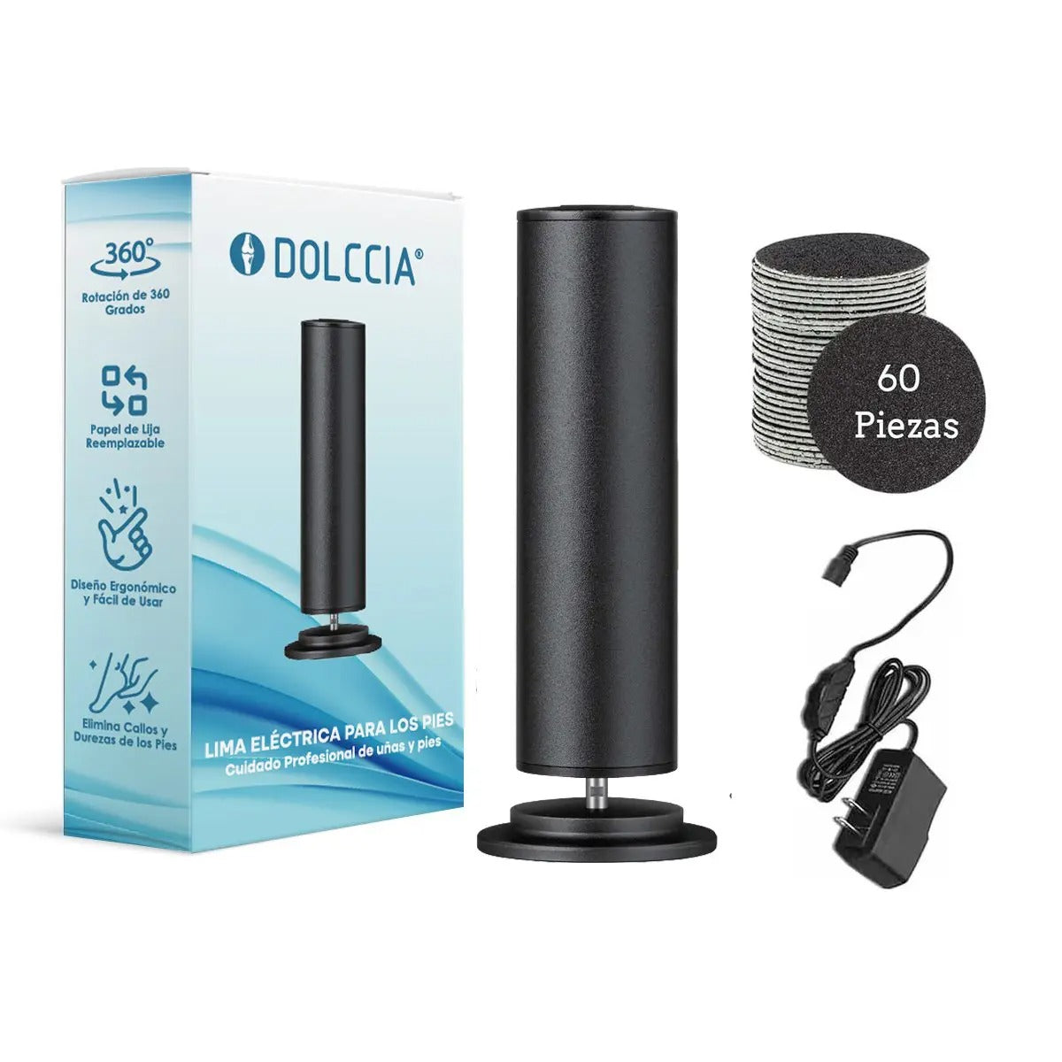 Lima Eléctrica para Pies + 60 Discos de Repuesto GRATIS – Elimina Callos y Durezas al Instante