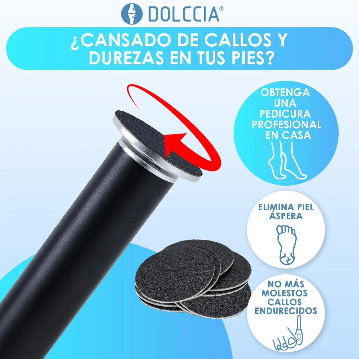 Lima Eléctrica para Pies + 60 Discos de Repuesto GRATIS – Elimina Callos y Durezas al Instante