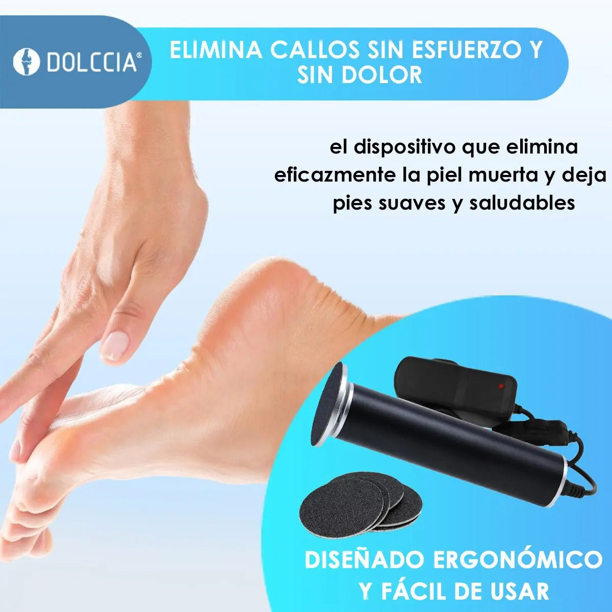 Lima Eléctrica para Pies + 60 Discos de Repuesto GRATIS – Elimina Callos y Durezas al Instante
